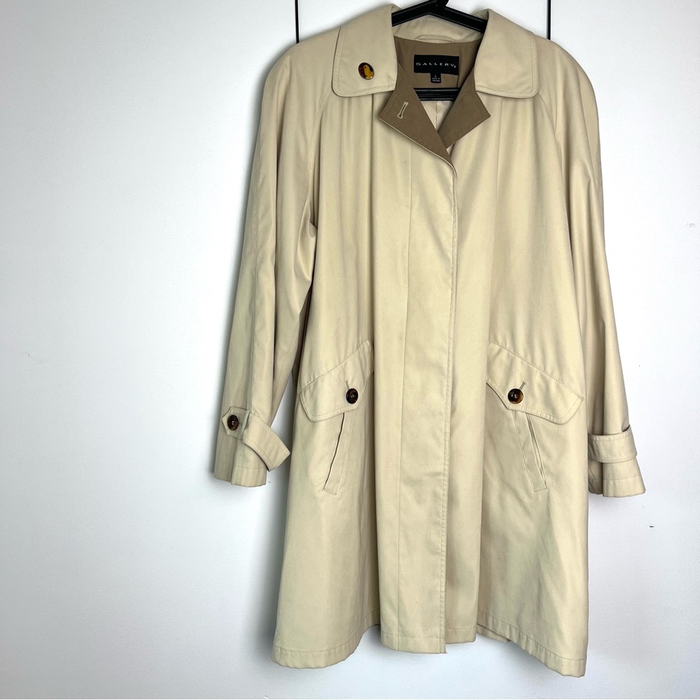Vintage Gallery Tan Trench Coat Everyday Classic‎ Canvas